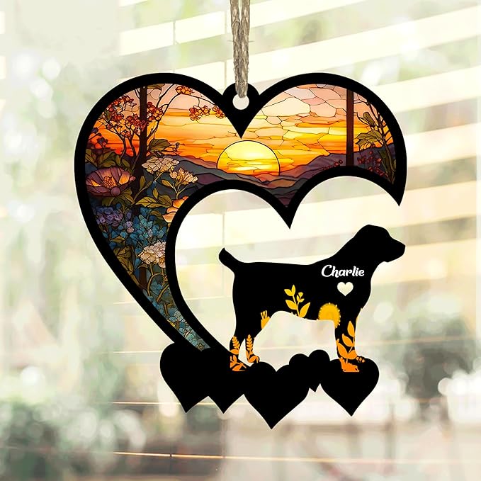 Lovely POD Central Asian Shepherd Suncatcher Ornaments, Personalized Central Asian Shepherd Memorial with Name, Dogs Loss Ornaments, Dog Remembrance Gift, Dog in Memory, Loss of Dogs Sympathy Gifts