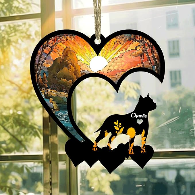 Lovely POD American Staffordshire Terrier Suncatcher Ornaments, Personalized American Staffordshire Terrier Memorial with Name, Dogs Loss Ornaments, Dog Remembrance Gift, Loss of Dogs Sympathy Gifts