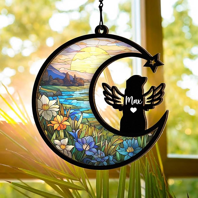 Chillever Bernese Mountain Dog Memorial Suncatcher – Custom Pet Loss Ornament, Sympathy Gift for Dog Lovers
