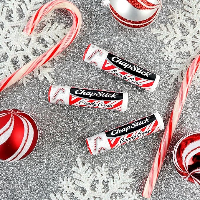 ChapStick Bulk Lip Balm, Candy Cane Packs (12 Sticks) – Fresh & Minty Lip Moisturizer, Stocking Stuffer, 0.15 Oz Ea