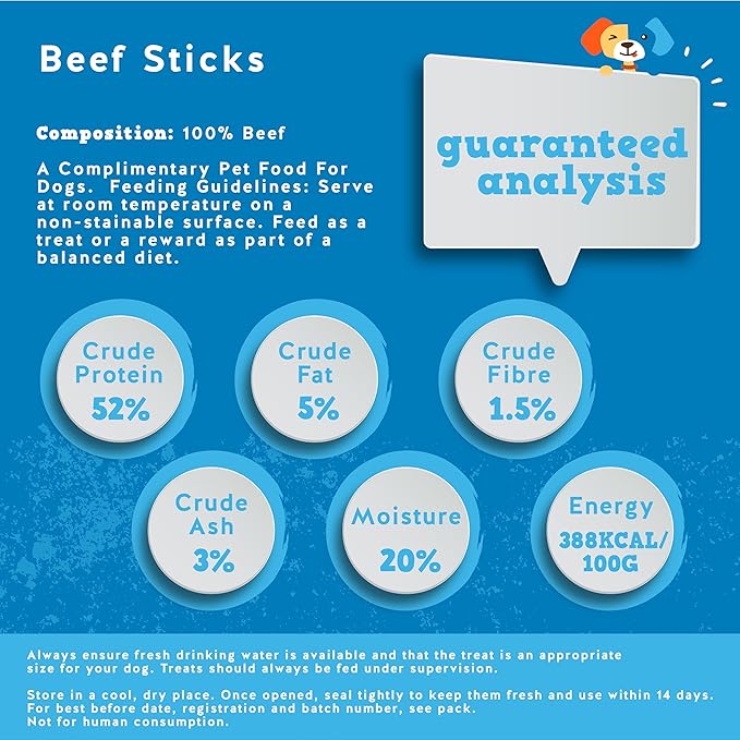 Jack&Pup 6-inch Gullet Sticks for Dogs (25 Pack) Esophagus Dog Treats, Long Lasting Chew, Beef Jerky for Dogs