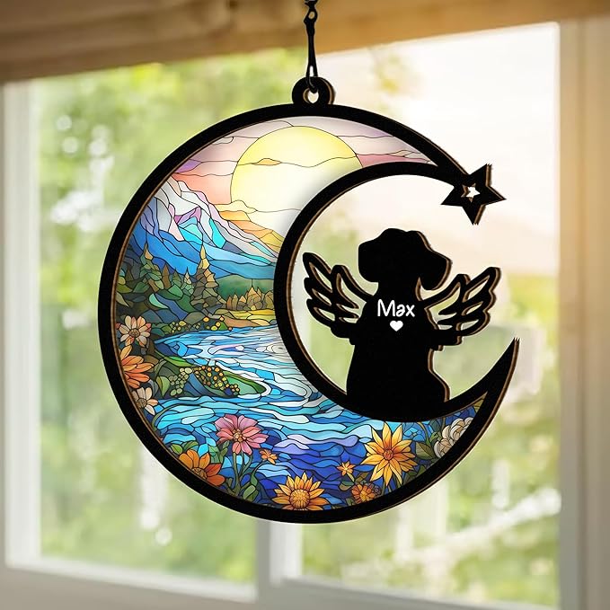 Chillever Dachshund Memorial Suncatcher – Custom Pet Remembrance Ornament, Dog Loss Sympathy Gift