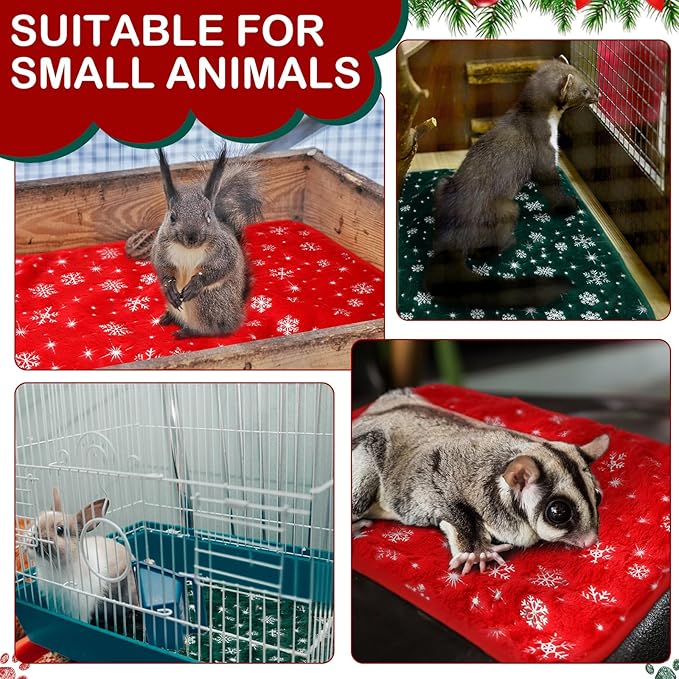 Tudomro 8 Pcs Guinea Pig Blankets Absorbent Washable Animal Fleece Bedding Cage Liners Waterproof Reusable Pet Pee Sleep Mat Pad Cover for Chinchilla Hamster Ferret(Snowflake,16 x 24 Inch)