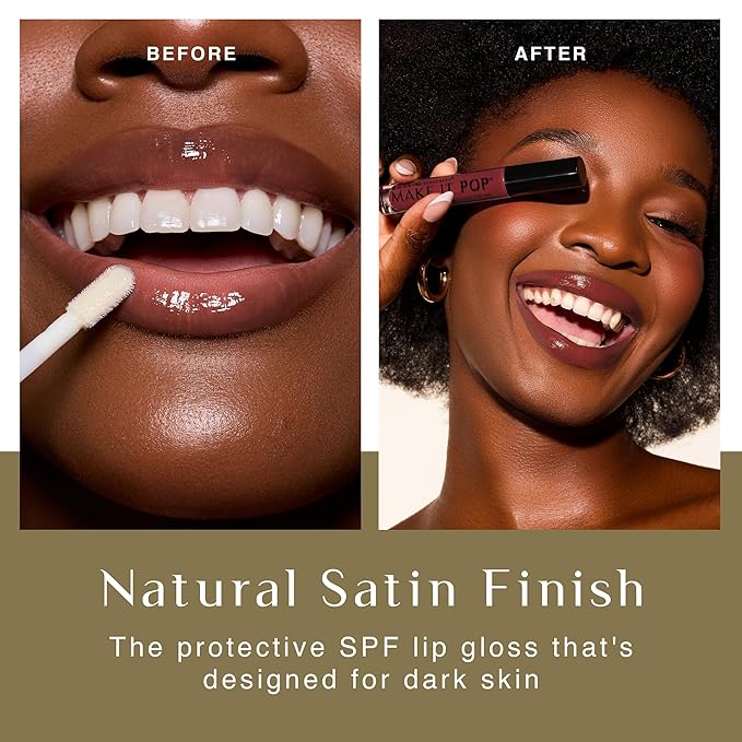 BLACK GIRL SUNSCREEN Make It Pop Sungloss for Women - SPF 50 Tinted Lip Gloss, Sunscreen Sungloss, Sun Protection for Skin, Hydrating & Moisturizing Care, Satin Finish - Cherry Noir, 0.13 fl oz