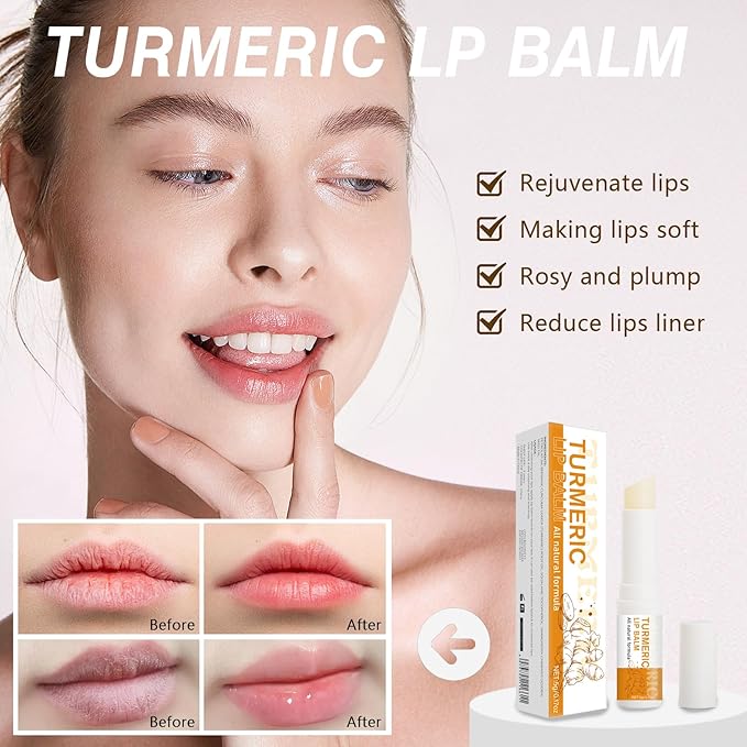 Turmeric Lip Balm for Smokers Dark Lip Treatment with Turmeric oil, Help Fade Lip, Lip Exfoliator, Long-Lasting Natural Balm Moisturize & Nourish Dry, Cracked, Dull, Reduce Fine Lines Lip