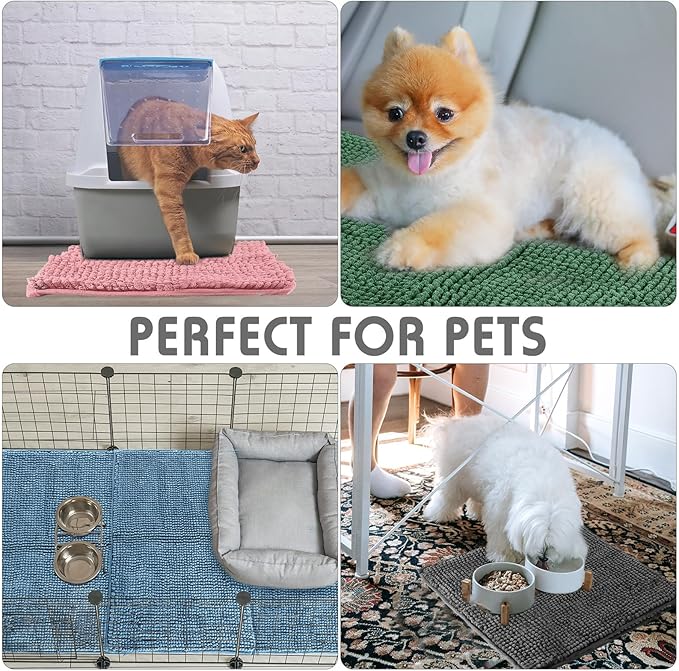 Amylove 4 Pcs Guinea Pig Cage Liner Guinea Pig Bedding Dog Door Mat for Muddy Pet Paws Washable Chenille Pee Pads Small Animal Sleeping Bed for Bunny Hamster(12 x 12 Inch,Square,Mixed Color)