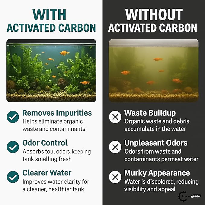 TradeGrade Activated Carbon Aquarium – 5lb Bucket Granulated Activated Charcoal for Fish Tank & Water Purification – High-Performance Aquarium Charcoal Filter Media for Crystal Clear Water