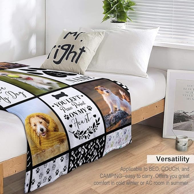 D-Story You were My Favorite Hello and Hardest Goodbye Pet Memorial Blanket with Pictures Customized, Dog Memorial Gifts for Loss of Dog, Pet Memorial Gifts for Dogs, Pet Loss Gifts, Made in USA