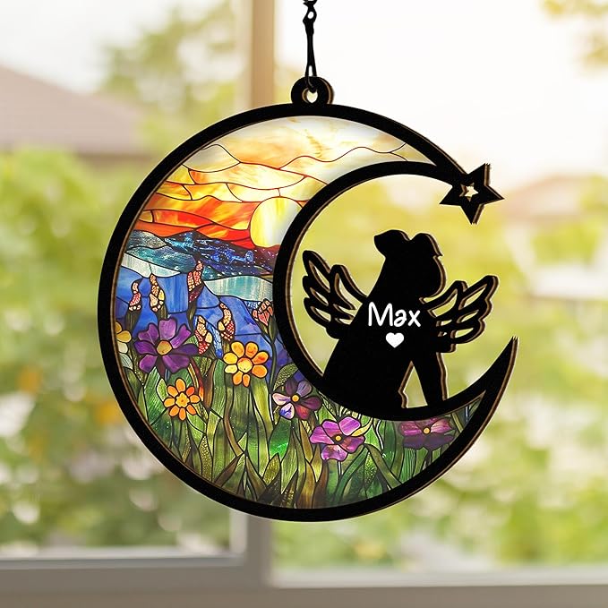 Chillever Miniature Schnauzer Memorial Suncatcher – Custom Dog Breed Ornament, Pet Loss Sympathy Gift