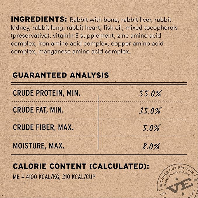 Vital Essentials Freeze-Dried Raw Dog Food, Rabbit Crunchy Mini Nibs | Complete Meal or Mixer | High Protein Dog Food | 5.5 oz
