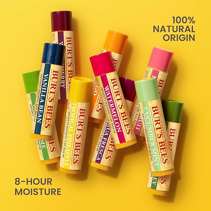 Burt's Bees Lip Balm Easter Basket Stuffers - Pomegranate, Lip Moisturizer With Responsibly Sourced Beeswax, Tint-Free, Natural Conditioning Lip Treatment, 2 Tubes, 0.15 oz. (Pack of 2)