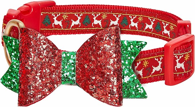 Blueberry Pet Christmas Dog Collar with Bow, Medium, Adjustable Holiday Collar for Medium & Small Dogs, Award-Winning Brand, Fits 14.5"-20" Neck