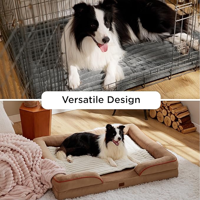 Bedsure Self Warming Cat Bed, Small Self Heating Dog Crate Pad, Thermal Extra Warm Puppy Mat Indoor,Non-Slip & Washable, Not Electric, 24" x 18",White
