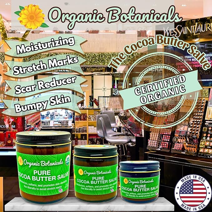 Cocoa Butter Salve - Organic Belly Butter for Pregnant Women, Nipple Balm, Scar Cream, Stretch Marks, & Body Bumps Moisturizer, All-Natural with Intense Hydration, 4 ounces