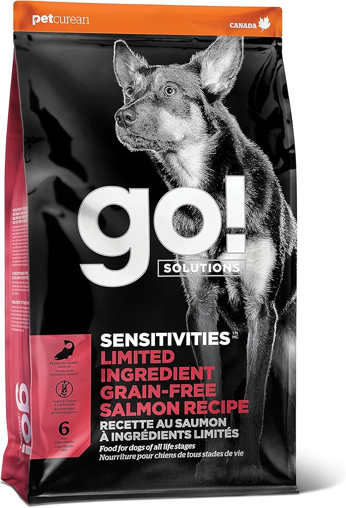 Go! Solutions Sensitivities Limited Ingredient Salmon Grain-Free Dry Dog Food, Chicken-Free Kibble Made by Experts for Sensitive Stomachs & Food Allergies, for Puppies, Adults, & Seniors, 12 lb Bag