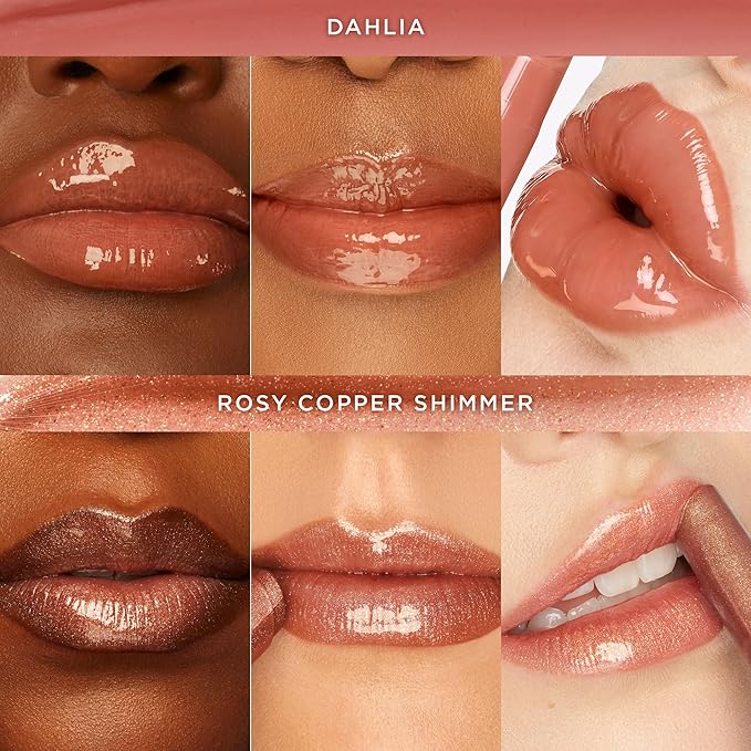 tarte maracuja juicy lip plump bestsellers duo – Hydrating Volumizing Shimmer Lip Plumper Balm, Plumps & Moisturizes, Vegan & Cruelty-Free, full size, dahlia & rosy copper shimmer glass