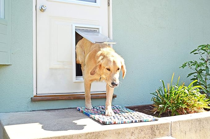 Endura Flap Giant Dog Door for Doors | Designed for Big & Tall Dog Breeds | Insulated Flap for Energy Efficiency | Weather-Resistant & Secure Aluminum Frame | White, Extra Large, Single Flap