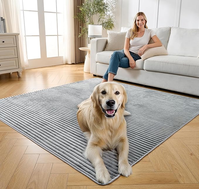 Flannel Washable Pee Pad for Dogs - 2 Pack Reusable Dog Pee Pads Extra Large, Fast Absorb Pet Playpen Mat with Non-Slip Back, Waterproof Puppy Training Pad. (Light Grey, 48" X 48")