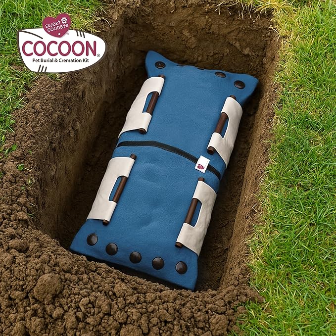 Cocoon® - Eco-Friendly Pet Burial & Cremation Ceremony Kit (Premium Wool) - Casket for Dogs and Cats – Size for Every Breed (Choose Size & Color) (Large, Light Blue)