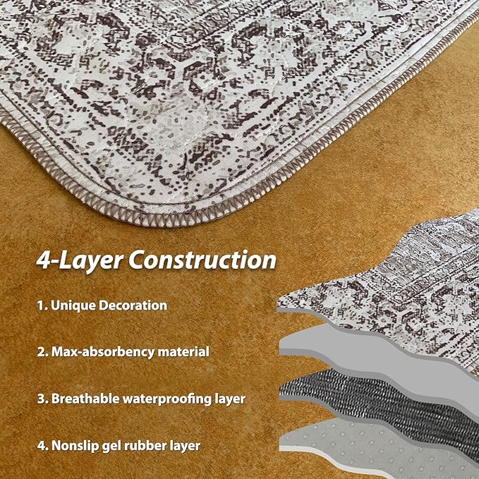 nunubaby Washable Pee Pads for Dogs, Stylish, Non-Slip and Leak-Proof Pee Pads. Reusable Potty Pads for Dogs for Crates and Floors.(Brown/Geo, 24" x36" )