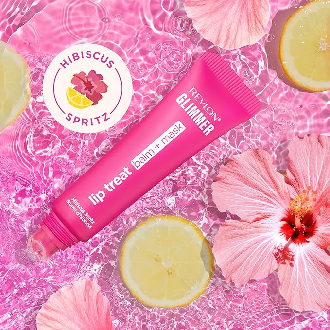 Revlon Glimmer Lip Treat Balm + Mask™, Overnight Peptide Lip Treatment, Hydrating, 005 Hibiscus Spritz, 0.4 fl oz
