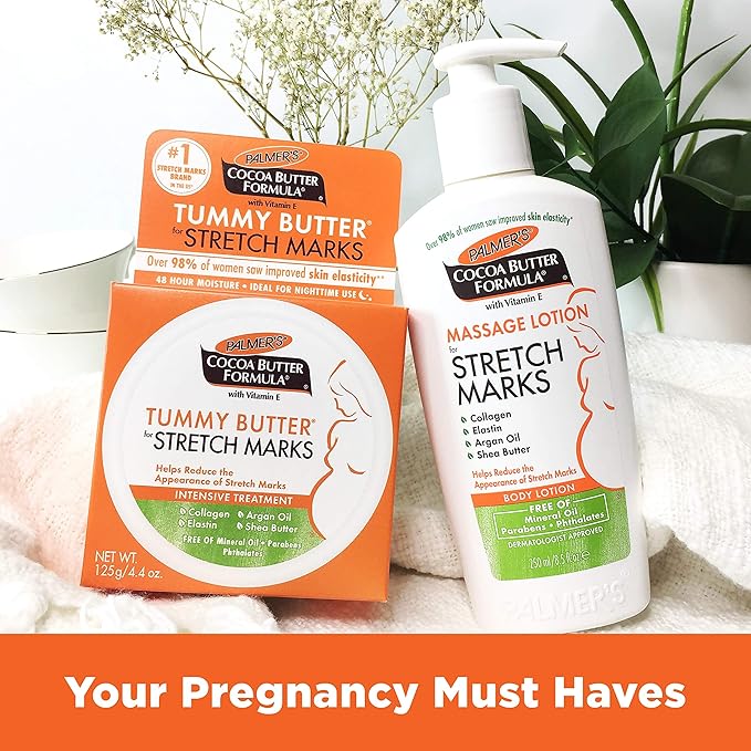 Palmer's Cocoa Butter Formula Massage Lotion with Collagen and Elastin | For Stretch Marks | Pregnancy Skin Care | With Argan Oil and Shea Butter | 8.5 oz Pack of 2
