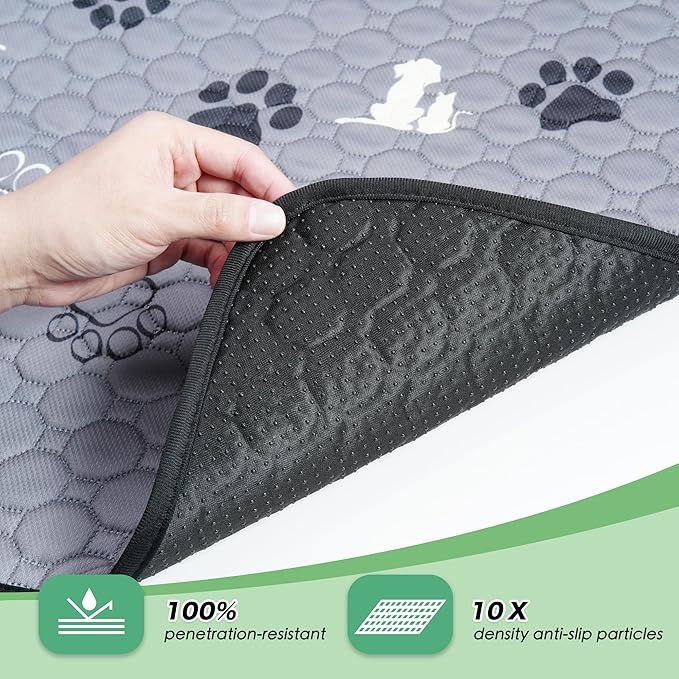 Washable Pee Pads, Puppy Pee Pad for Dogs, 2 Pack Absorbent Reusable Training Dog Pads Pet Puppy Pads, Non-Slip Potty Pads for Whelping, Playpen, Crate, Bed, Grey 24"x48"