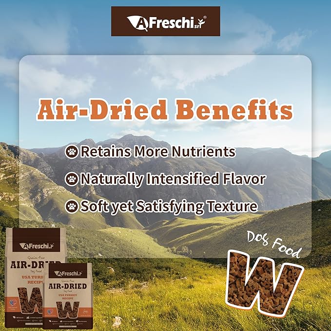 AFreschi Air-Dried Dog Food Turkey Recipe, All-Natural, Complete & Balanced, Single-Animal Protein, Grain-Free, High-Protein, Limited Ingredients, 1lb