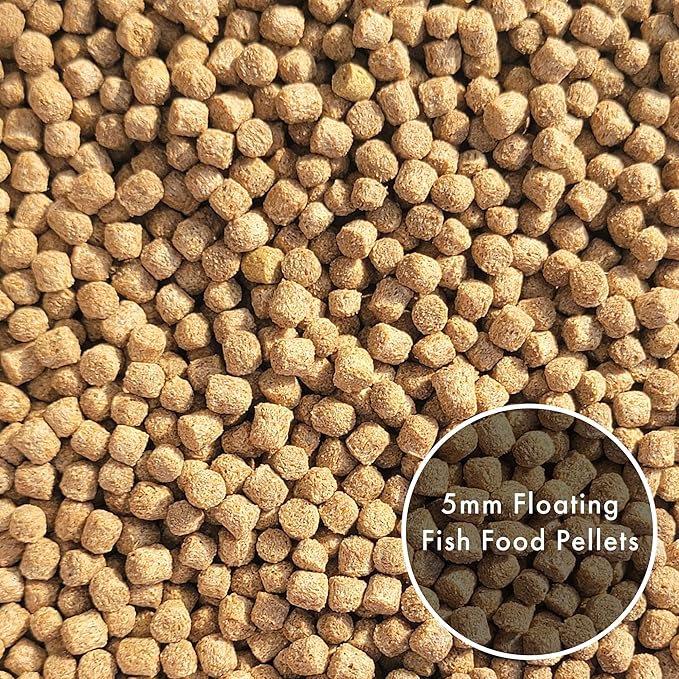 HALF OFF PONDS Grow Pro Koi Fish Food - 5 lb Floating Pellets, 5mm Size - Goldfish Food for Ponds - 40% Protein with Fish Meal & Probiotics - Designed for Rapid Growth & High Digestibility