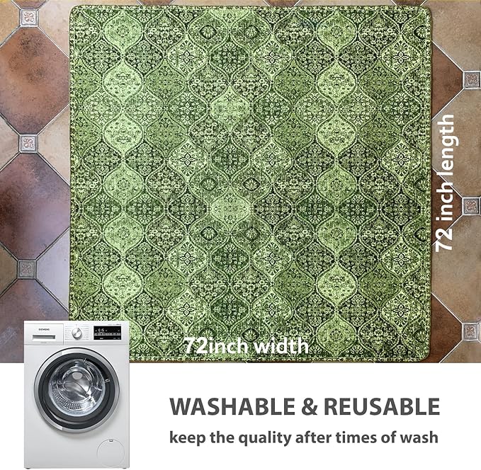 nunubaby Washable Pee Pads for Dogs, Stylish, Non-Slip and Leak-Proof Pee Pads. Reusable Potty Pads for Dogs for Crates and Floors.(Green/Multi, 72" x72" )