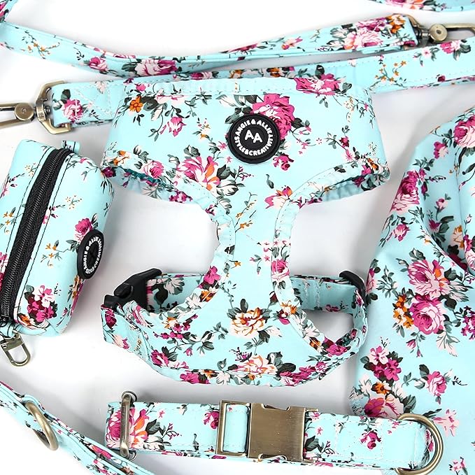 Angie and Allie Organic Cotton Dog Harness,No Pull Pet Harness with Leash D-Ring,Adjustable Soft Padded Dog Vest,Comfortable,Sustainable,Breathable and Stylish for Your Canine Companion