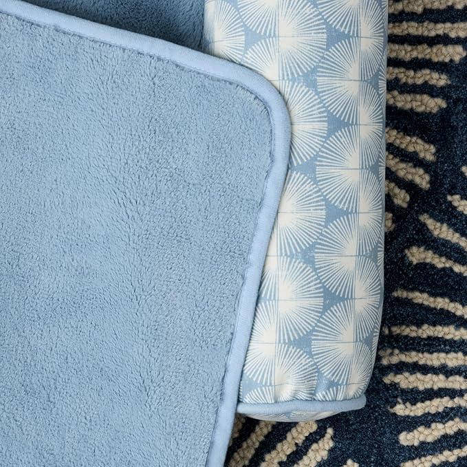 Nicole Miller New York PET Kendall Fluted Geo Cozy Couch Protector Pet Bed, Cozy & Calming, Non-Slip Bottom, Machine Washable, Blue, Large 40"x23"x4"