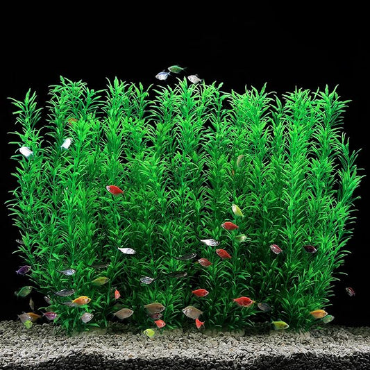 JIHAQUA 2 Pack Aquarium Decor Plastic Plants Extra Large 21 Inches Tall Fish Tank Decorations (Green 4pcs)