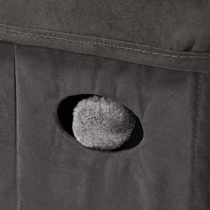 MidWest Homes for Pets Cat Cube, 15.5 x 15.5 x 16.6 Inches, Foldable Cat Hideout with Toy, Bolstered Bed Top, Faux Gray Suede, Synthetic Sheepskin Bedding