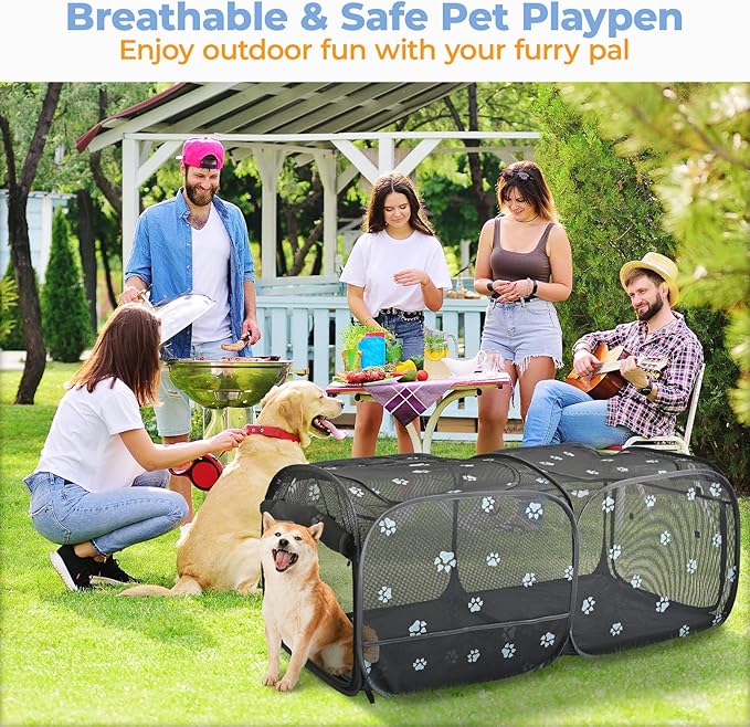2-in-1 Dog Playpen 73.5''Pop Up Cat Pet Playpen, Assembly-Free Indoor Outdoor Kitten Enclosure, Breathable Cat Cage Portable Puppy Tent Crates Kennel for Small Animals(No Divider, Unified Space)