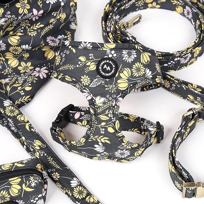Angie and Allie Organic Cotton Dog Harness,No Pull Pet Harness with Leash D-Ring,Adjustable Soft Padded Dog Vest,Comfortable,Sustainable,Breathable and Stylish for Your Canine Companion