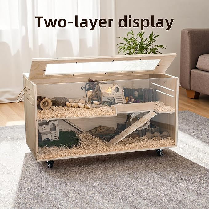 Pine Small Animals Houses&Habitats Chewproof, 40" Pine Guinea Pig Cage Hamster Cage for Small Animals (40" Large, Roller)
