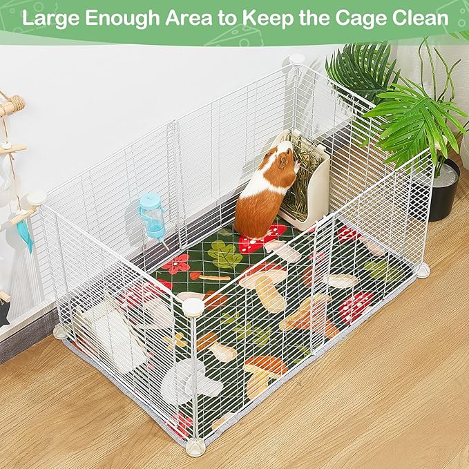 2 Pack Guinea Pig Bedding, Washable Guinea Pig Cage Liner Reusable Guinea Pig Mat Waterproof Guinea Pig Bedding for Cage, Super Absorbant Guinea Pig Pee Pads for Small Animals Hamster Rabbit Squirrel
