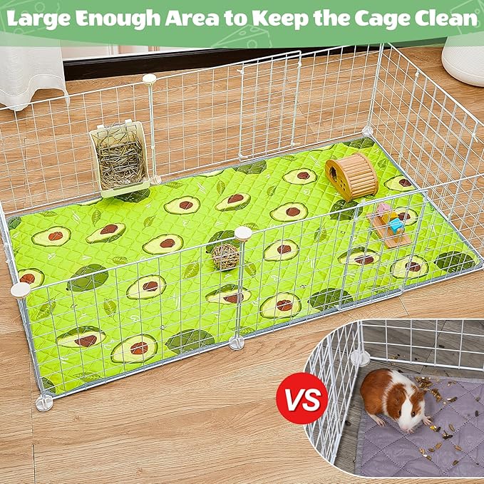 2 Pack Guinea Pig Bedding, Washable Guinea Pig Cage Liner Reusable Guinea Pig Mat Waterproof Guinea Pig Bedding Super Absorbant Guinea Pig Pee Pads