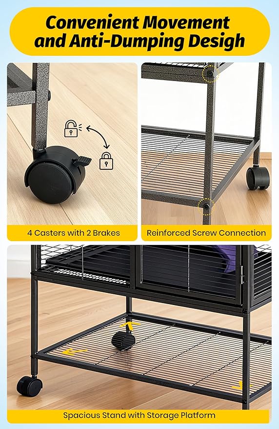 Garvee Metal Small Animal Cage,39 ''H Multi-Level Ferret Cage for Small Animals - Large Hamster Cage with Removable Ramp, Removable Tray for Chinchilla, Rabbit, Guinea Pigs, Hedgehog, Gerbil