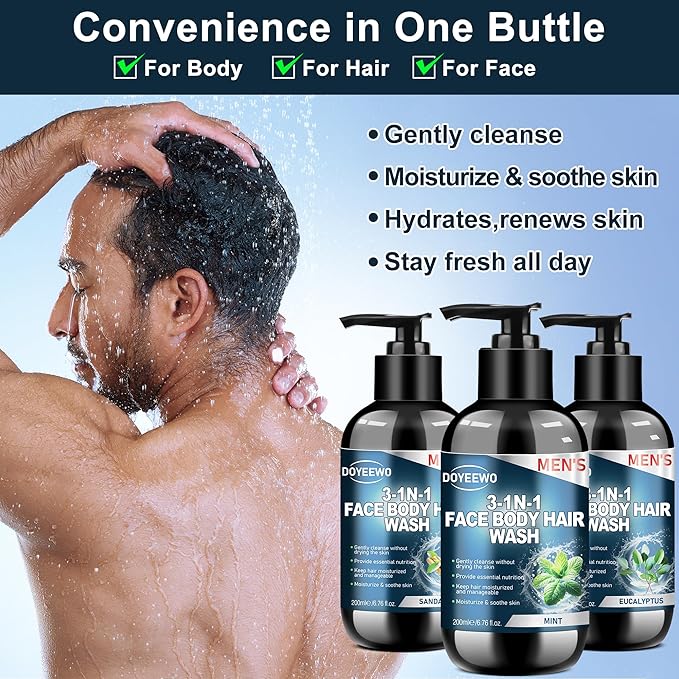 Gifts for Men, Mens Body Wash Bath Gift Set, Cleanses, Hydrates, Nourishes Skin,Christmas Gift Baskets Self Care Package Stocking Stuffers Birthday Valentines Gifts for Men Him Boyfriend Husband Dad