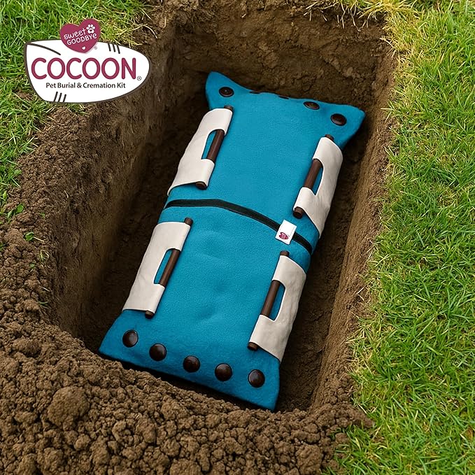 Cocoon® - Eco-Friendly Pet Burial & Cremation Ceremony Kit (Premium Wool) - Casket for Dogs and Cats – Size for Every Breed (Choose Size & Color) (Large, Teal Green)