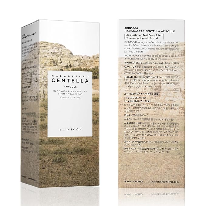 SKIN1004 Madagascar Centella Ampoule, Korean Face Serum with Centella Asiatica for Hydrating & Moisturizing Care, Soothing Facial Serum for Skin Balance and Glow, Korean Skin Care, 3.38 fl.oz / 100 ml