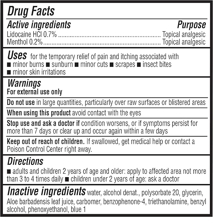 Amazon Brand - Solimo After Sun Gel with Aloe, Lidocaine and Menthol, Sunburn Relief, Cooling and Soothing for Skin, 16 Fluid Ounce (1 Pack)