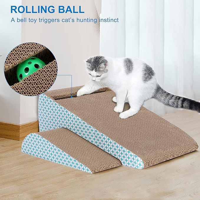 Slope Cut Ball Cat Scraper Combination - Durable Cat Leisure Bed - Indoor Scraper and Play House - Corrugated Toy Cats Birthday - 17.1L*7.4W*6.5H