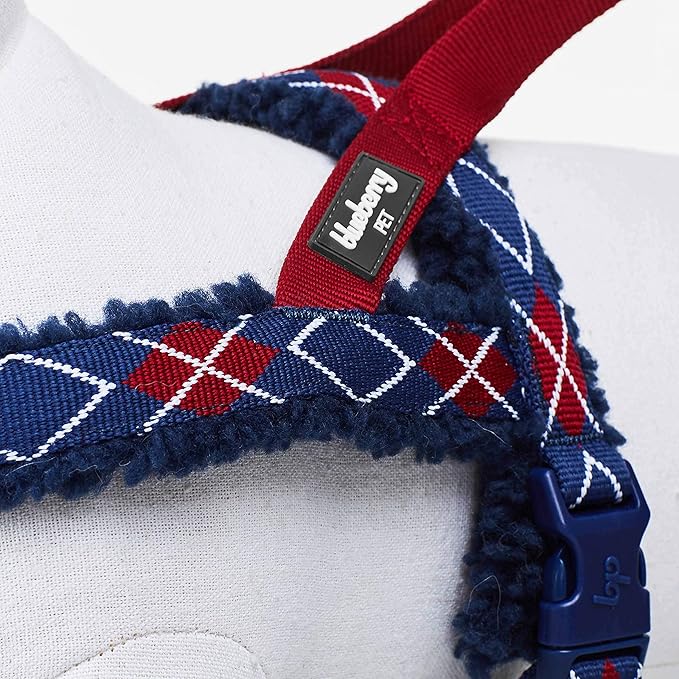 Blueberry Pet Soft & Comfy Scottish Argyle Fleece Padded Dog Harness