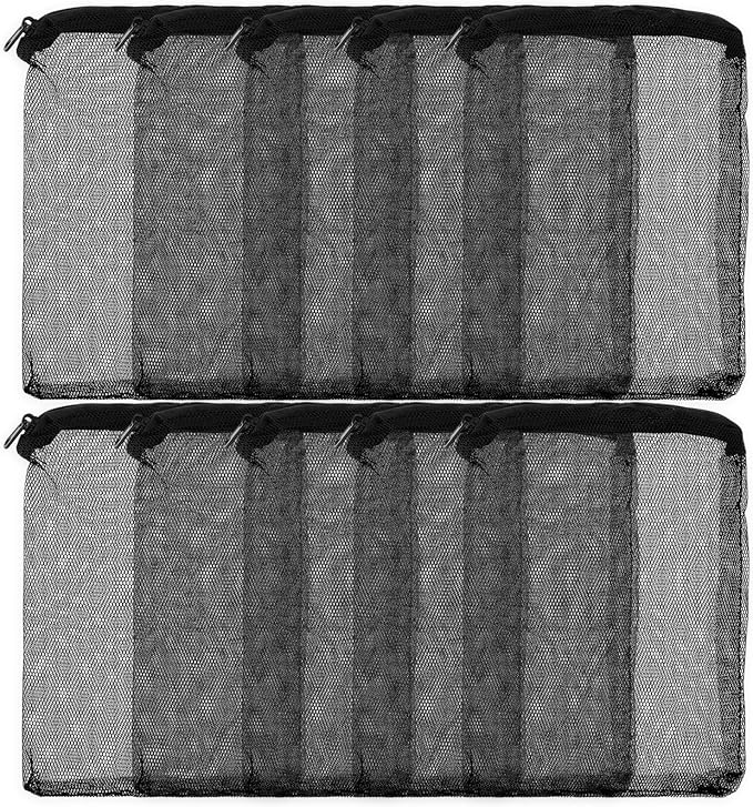 10 Pack 7.8 x 5.9 Inch Media Bags for Aquarium, Aquarium Filter Media Bags with Zipper, Fish Tank Fine Mesh Bag for Carbon, Bio Balls, Ceramic Rings, Volcano Rock (Black)