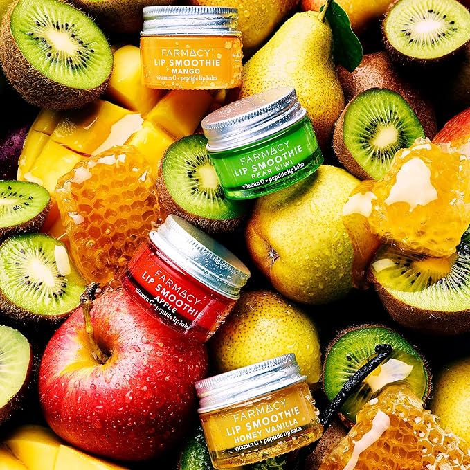 Farmacy Vitamin C + Peptide Hydrating Lip Balm - Lip Smoothie Moisturizing + Plumping Treatment - Smooths Lines with a High-Gloss Finish - Mango (10g)