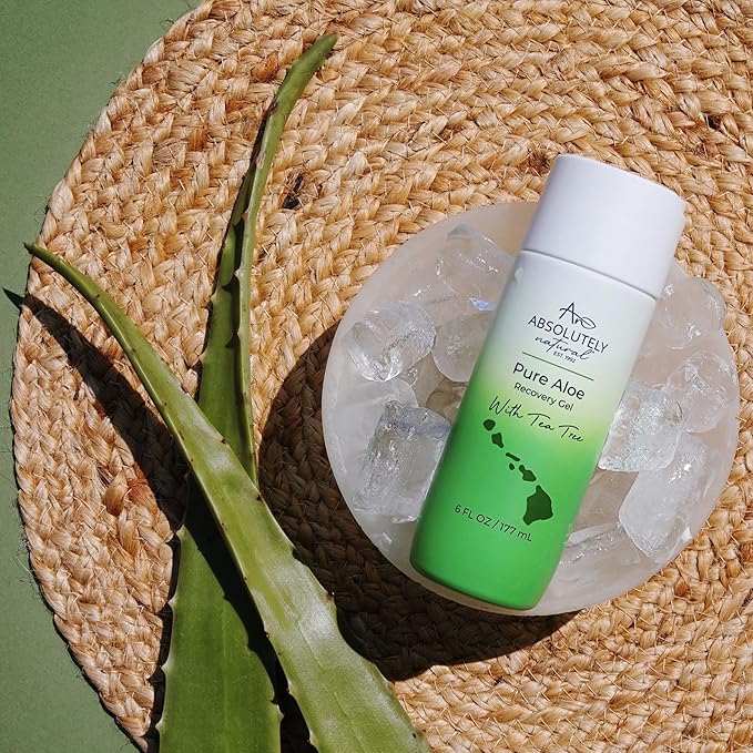Absolutely Natural - 100% Pure Aloe Vera Cooling Gel - Lotion for Sunburn Relief & Rashes - Premium Sun Care with Vitamin E, Eucalyptus - 6 oz