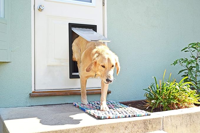 Endura Flap Giant Dog Door for Doors | Designed for Big & Tall Dog Breeds | Insulated Flap for Energy Efficiency | Weather-Resistant & Secure Aluminum Frame | Black, Extra Large, Single Flap